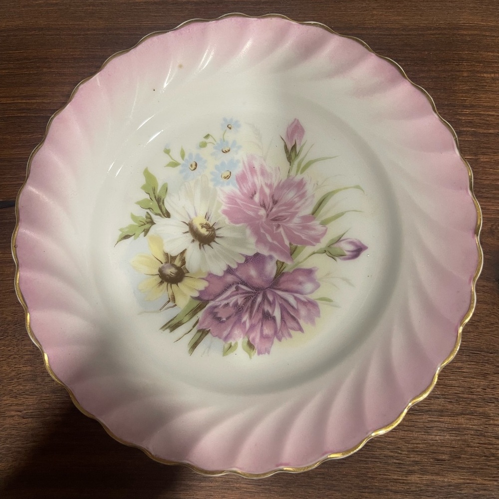 Floral Pink and White Saucer